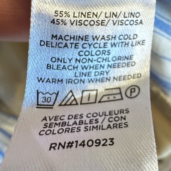 Linen Loft Peyton Trouser Pants Size 10 Blue White Stripe Wide Leg Summer Beach - Picture 12 of 13